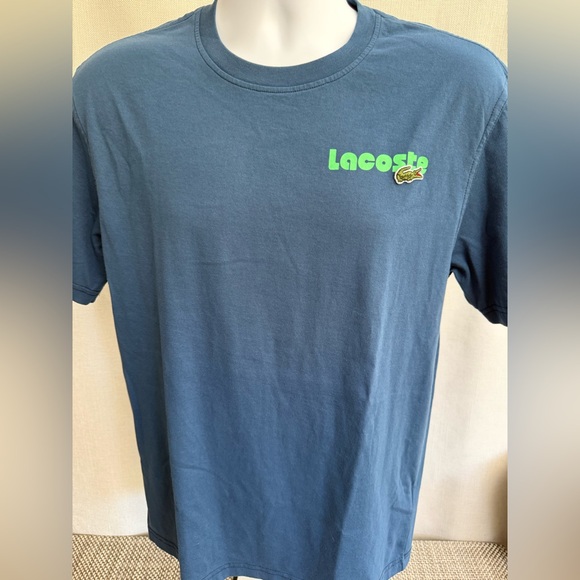 Lacoste Men's Teal T-Shirt with Green Logo - Picture 1 of 6